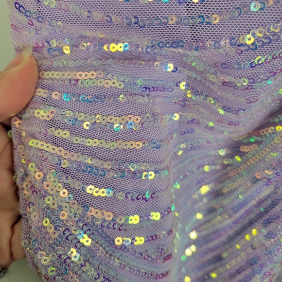 NWOT B. Darlin Juniors Iridescent Sequin Gown in Lilac Purple Size 11/12 - Picture 7 of 10